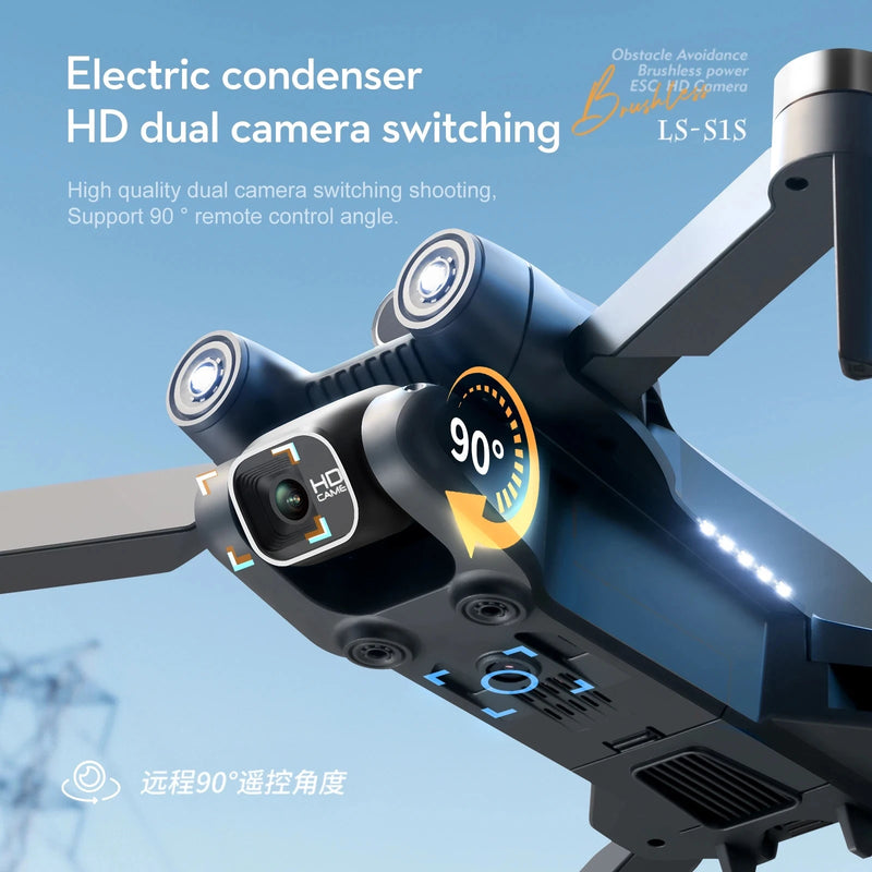 Novo Mini Drone S1S Profissional 8K HD Câmera Desvio de Obstáculos Fotografia Aérea Sem Escovas Dobrável Quadricóptero