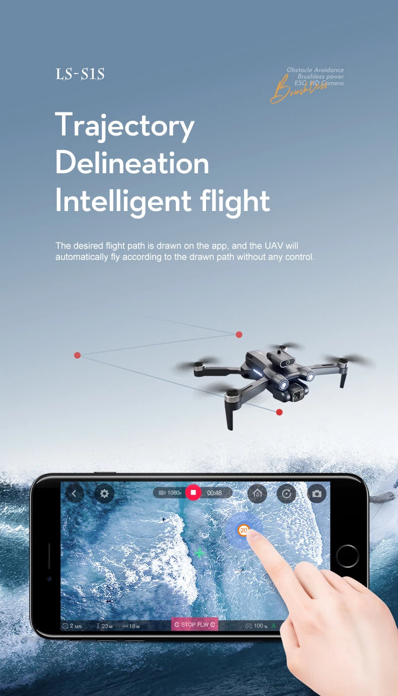 Novo Mini Drone S1S Profissional 8K HD Câmera Desvio de Obstáculos Fotografia Aérea Sem Escovas Dobrável Quadricóptero