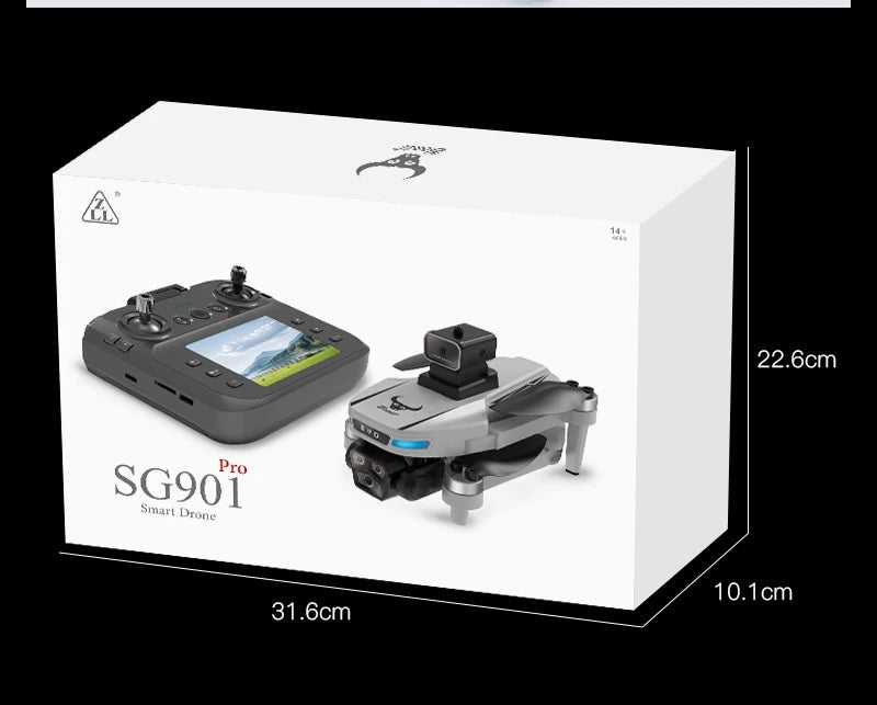 Drone profissional Xiaomi SG901 MAX com GPS, visão aérea 8K HD, evitando obstáculos com tela maior, controle remoto e drone dobrável sem escovas