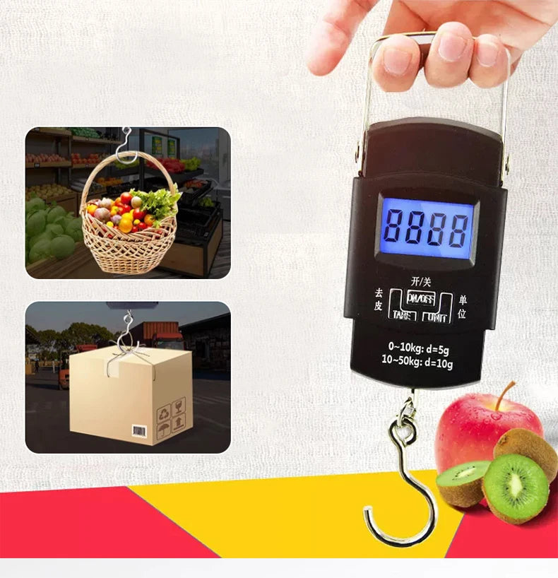 Balança eletrônica portátil de alta precisão, balança de mão, balança doméstica, mini balança de mola, balança de entrega expressa, 50 kg