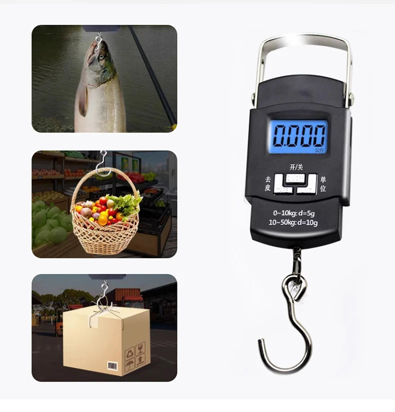 Balança eletrônica portátil de alta precisão, balança de mão, balança doméstica, mini balança de mola, balança de entrega expressa, 50 kg