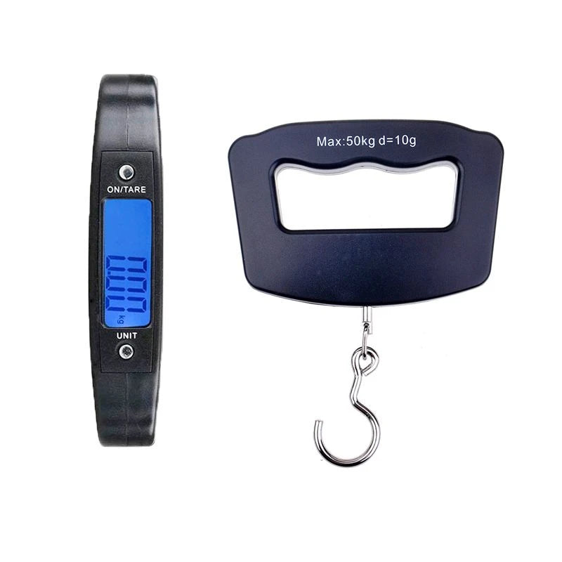 Balança portátil de 50 kg/110 lb com LCD digital para malas, mala de viagem com alça, bolsa para pesagem de peixes, balança suspensa com gancho