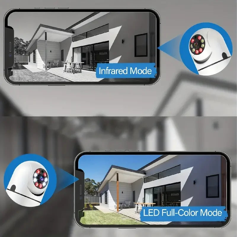 5G Bulb E27 Câmera de vigilância Full Color Night Vision Rastreamento humano automático Zoom Monitor de segurança interna Câmera Wifi
