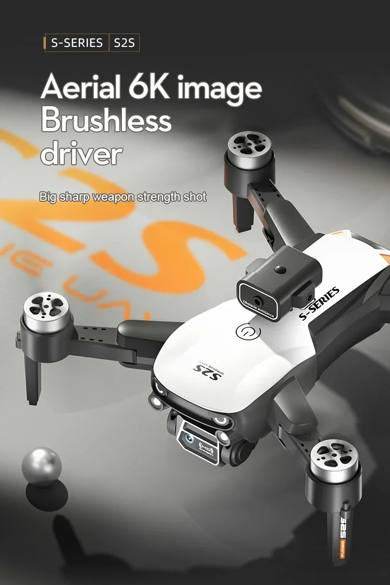 Mini drone S2S 4k 8K HD câmera de prevenção de obstáculos fotografia aérea motor sem escova dobrável rc quadricóptero brinquedo infantil