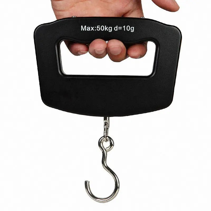 Balança portátil de 50 kg/110 lb com LCD digital para malas, mala de viagem com alça, bolsa para pesagem de peixes, balança suspensa com gancho