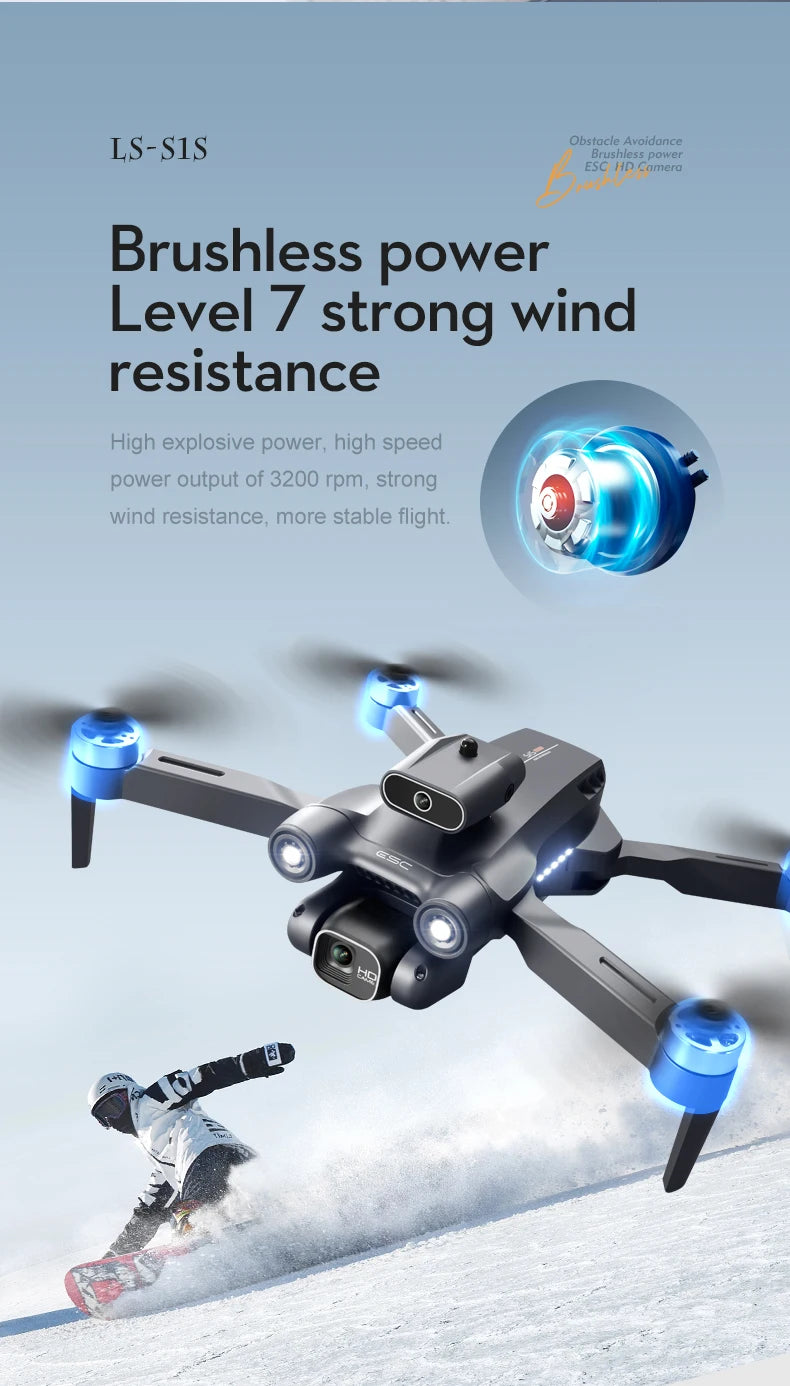 Novo Mini Drone S1S Profissional 8K HD Câmera Desvio de Obstáculos Fotografia Aérea Sem Escovas Dobrável Quadricóptero