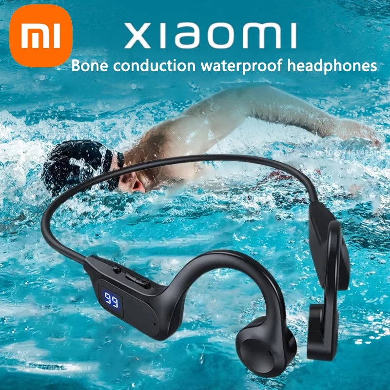 Xiaomi X7 Fone de ouvido sem fio de condução óssea para natação esportiva Bluetooth compatível com viva-voz e microfone para fones de ouvido esportivos
