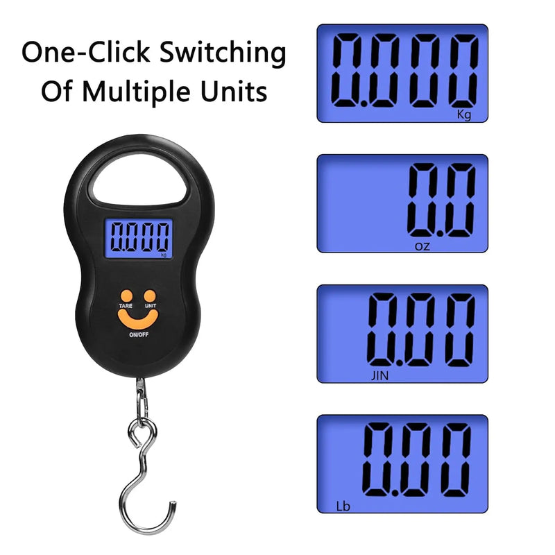 Balança eletrônica portátil, mini balança de gancho pequena, balança pequena para bagagem de viagem, balança de bolso de 50 kg, digital de cozinha LCD