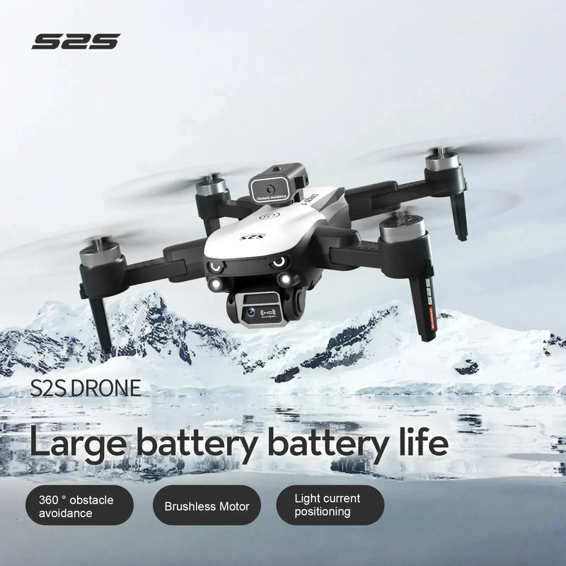 Mini drone S2S 4k 8K HD câmera de prevenção de obstáculos fotografia aérea motor sem escova dobrável rc quadricóptero brinquedo infantil