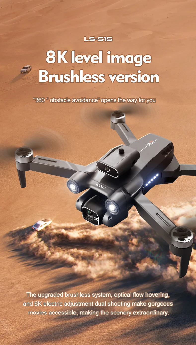 Novo Mini Drone S1S Profissional 8K HD Câmera Desvio de Obstáculos Fotografia Aérea Sem Escovas Dobrável Quadricóptero