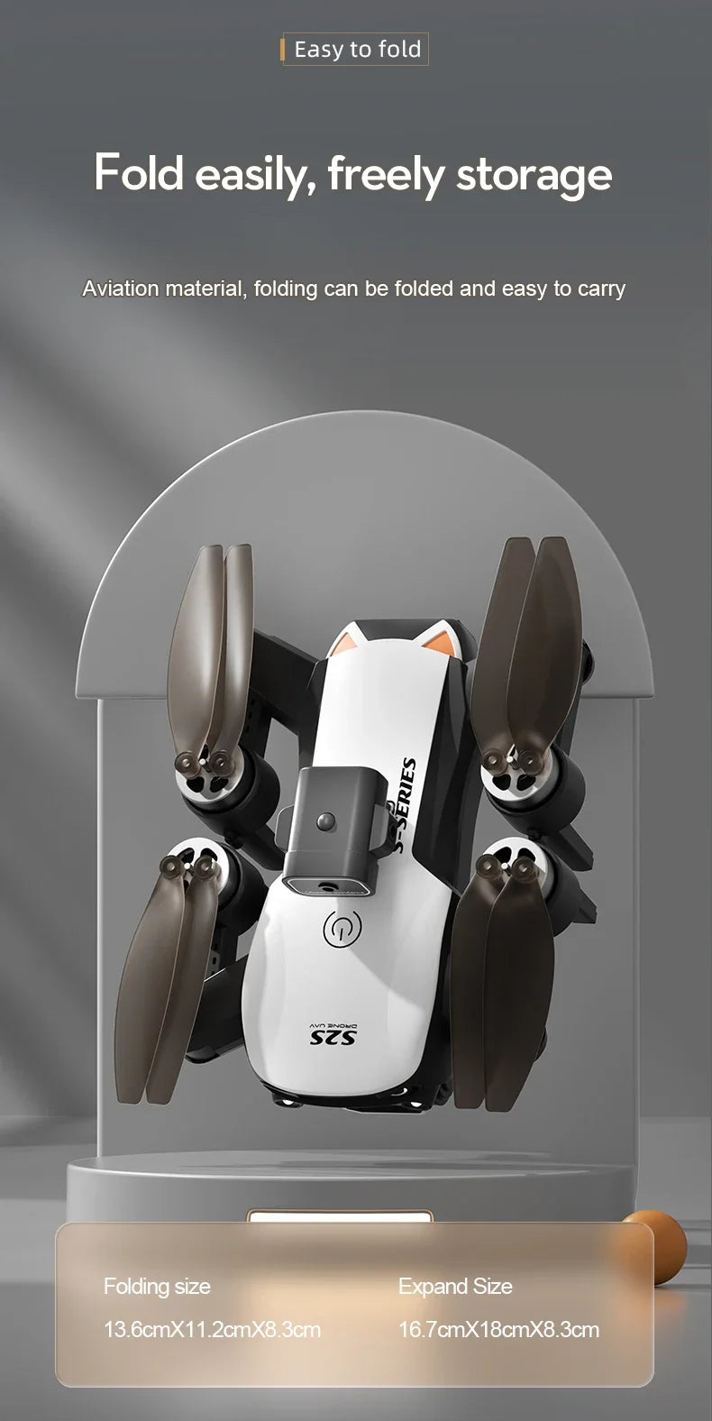 Mini drone S2S 4k 8K HD câmera de prevenção de obstáculos fotografia aérea motor sem escova dobrável rc quadricóptero brinquedo infantil