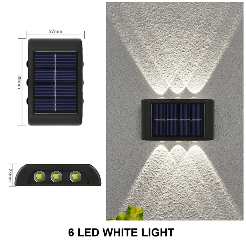Luminária de parede solar externa à prova d'água com energia solar para cima e para baixo iluminar casa jardim quintal decoração luz solar externa