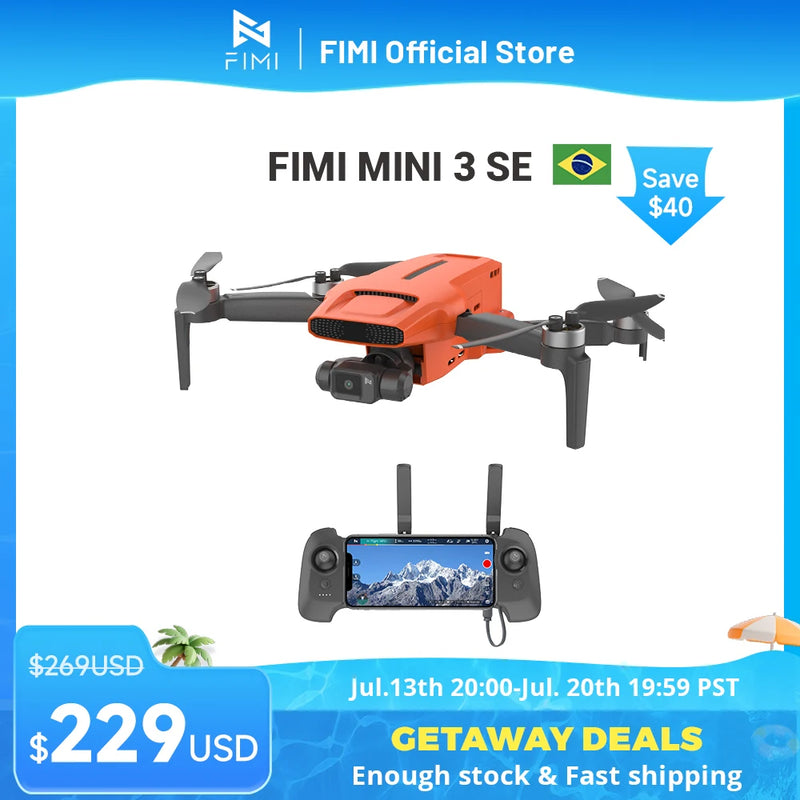 FIMI MINI 3 SE novo drone 4K 30fps alcance de 9 km híbrido 3 eixos Gimbal 249g design ultraleve 12MP rastreamento inteligente mini drone profissional GPS