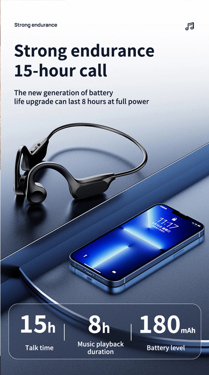 Xiaomi X7 Fone de ouvido sem fio de condução óssea para natação esportiva Bluetooth compatível com viva-voz e microfone para fones de ouvido esportivos