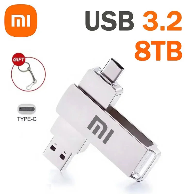 Xiaomi 16TB Flash Drive Usb 3.2 Super High Speed Flash Drive Metal Transfer Mini U Disk Pen Drive Type C Memory Disk SSD U Drive
