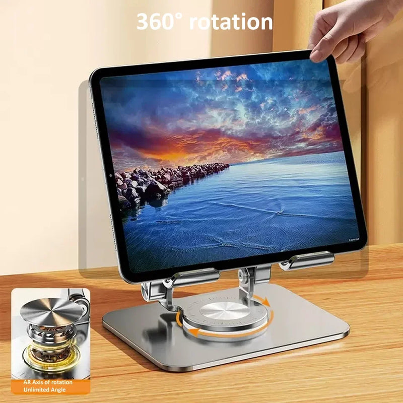 Suporte para tablet com rotação de 360° para iPad, suporte dobrável ajustável para tablet, suporte de alumínio para celular compatível com iPad Pro/Air/Mini