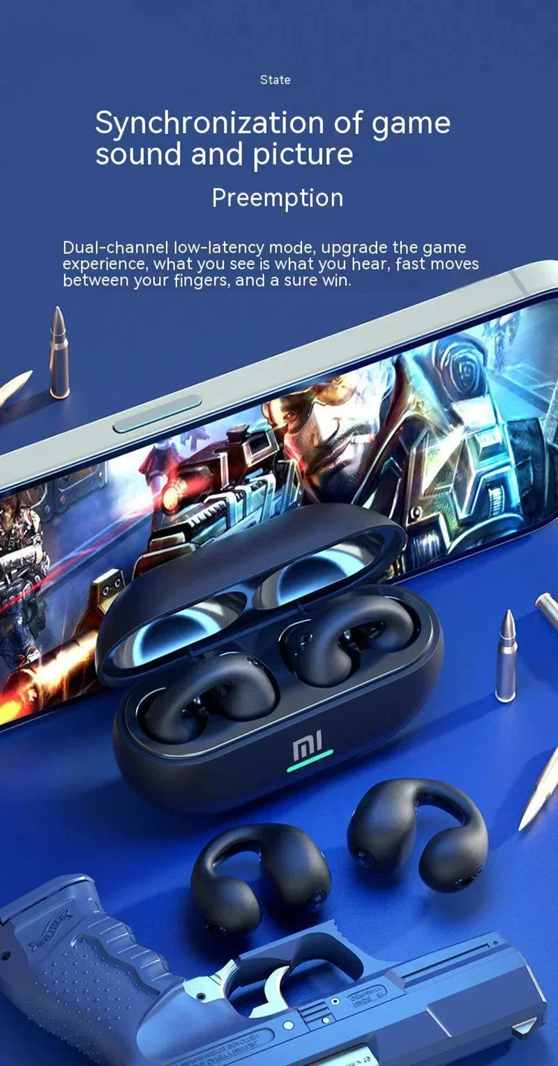 Fones de ouvido sem fio Xiaomi Earclip Bluetooth 5.3 Fones de ouvido esportivos ao ar livre Fones de ouvido com controle de toque para iPhone Huawei Samsung