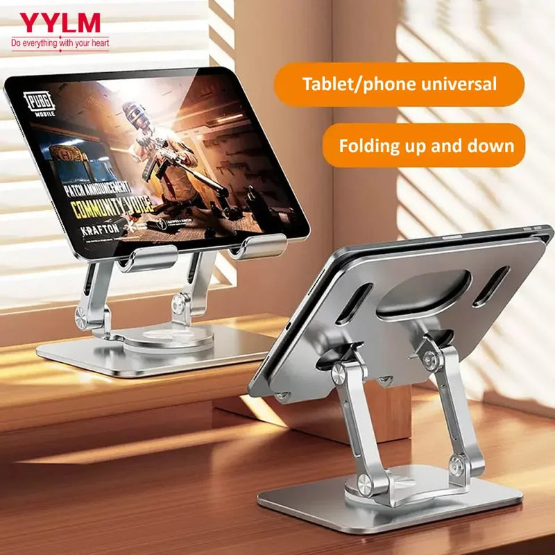Suporte para tablet com rotação de 360° para iPad, suporte dobrável ajustável para tablet, suporte de alumínio para celular compatível com iPad Pro/Air/Mini