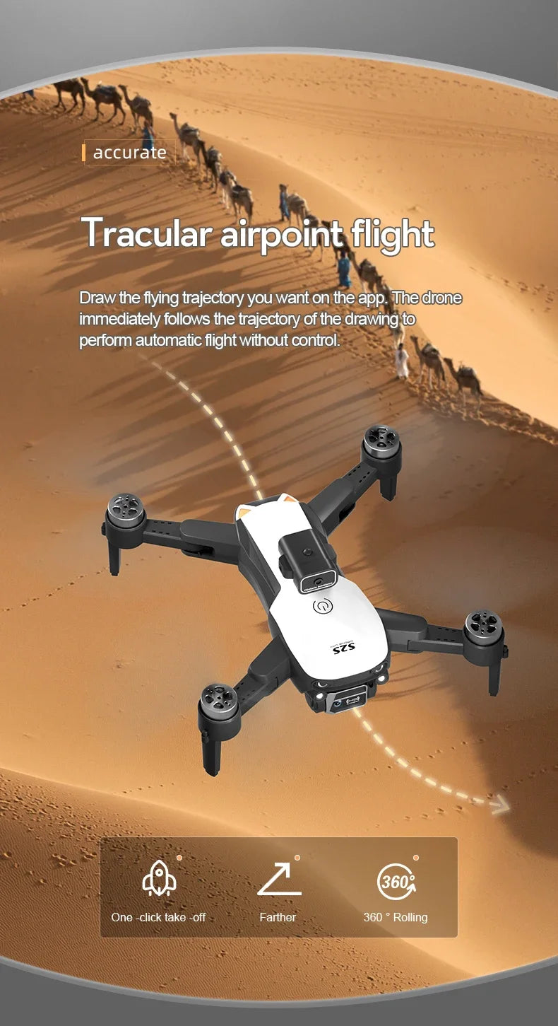 Mini drone S2S 4k 8K HD câmera de prevenção de obstáculos fotografia aérea motor sem escova dobrável rc quadricóptero brinquedo infantil