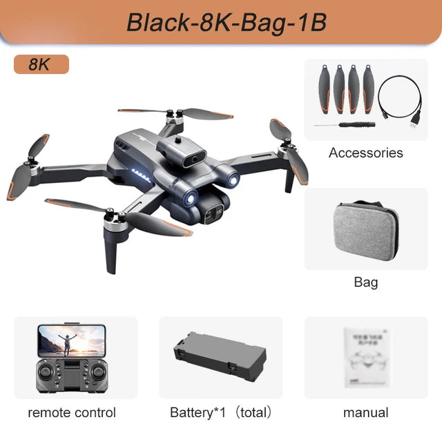 Novo Mini Drone S1S Profissional 8K HD Câmera Desvio de Obstáculos Fotografia Aérea Sem Escovas Dobrável Quadricóptero